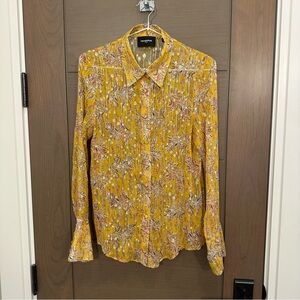 The Kooples Yellow Floral Button-Up Shirt Size 1